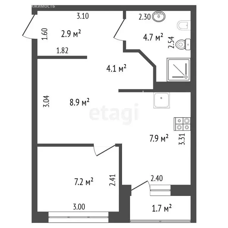 1-комнатная квартира: Туапсе, улица Калараша, 80к4 (35.7 м) - Фото 0