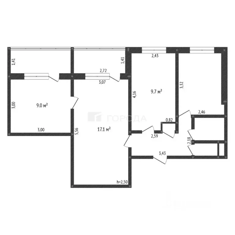 3-к кв. Кемеровская область, Новокузнецк Запорожская ул., 51 (58.5 м) - Фото 2