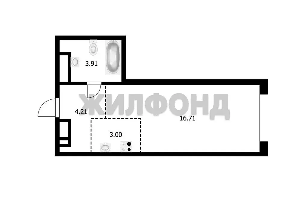 Квартира-студия: Новосибирск, Горская улица, 2/1 (28 м) - Фото 1