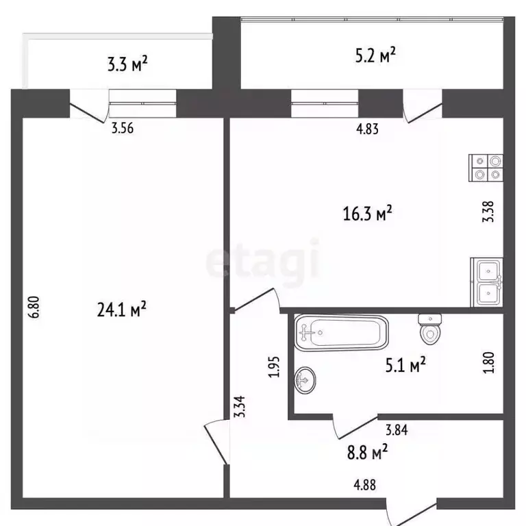 1-к кв. Самарская область, Самара Самарская ул., 33 (55.6 м) - Фото 1