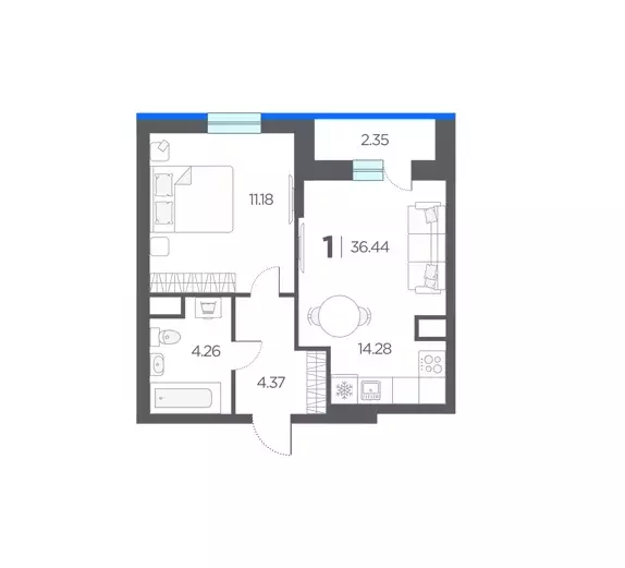 Продаётся 1-к квартира, 36.44 м - Фото 0