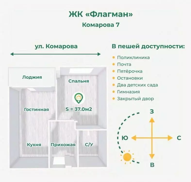 1-к кв. Хакасия, Абакан ул. Комарова, 7А (37.5 м) - Фото 2