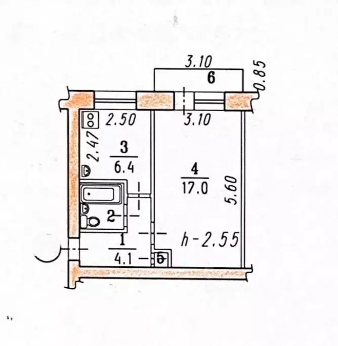 1-к кв. Омская область, Омск ул. 6-я Линия, 167б (32.0 м) - Фото 1