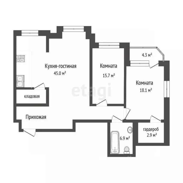 3-к кв. Тюменская область, Тюмень ул. Максима Горького, 68к1 (102.4 м) - Фото 1