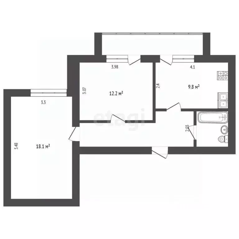 2-к кв. Вологодская область, Вологда ул. Воровского, 60 (53.7 м) - Фото 1