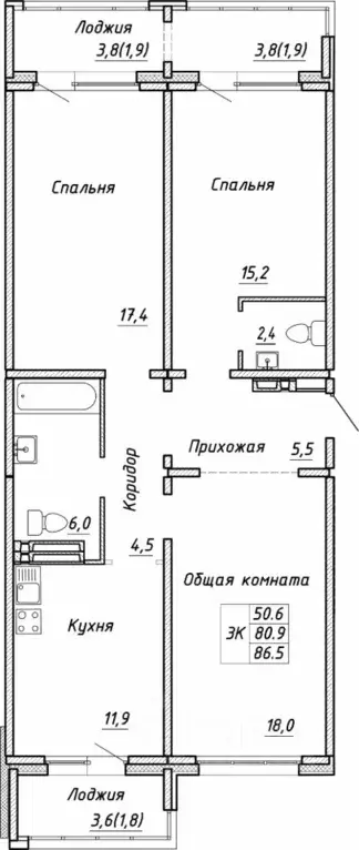 3-к кв. Новосибирская область, Новосибирск ул. Связистов, 13/1 (86.5 ... - Фото 0