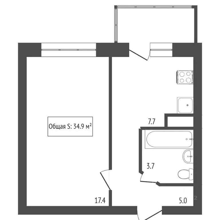 1-к кв. Алтайский край, Барнаул Северный Власихинский проезд, 112 ... - Фото 2