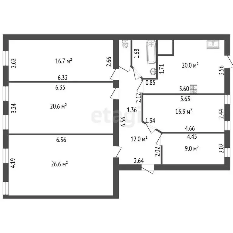 5-комнатная квартира: Санкт-Петербург, 8-я Советская улица, 35 (124.9 ... - Фото 1