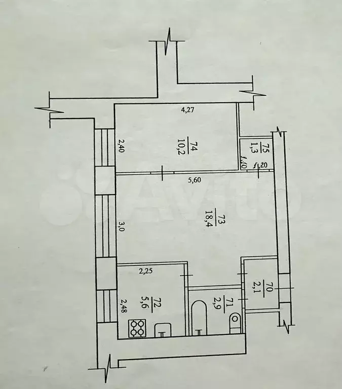 2-к. квартира, 41 м, 1/5 эт. - Фото 0