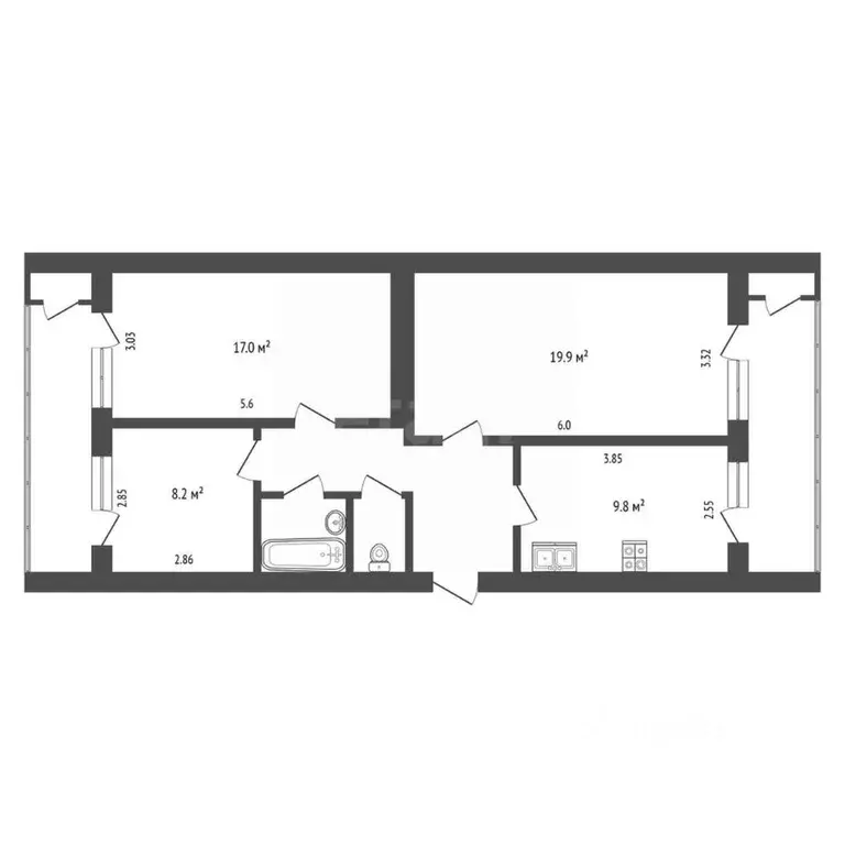 3-к кв. Ставропольский край, Ессентуки ул. Фридриха Энгельса (67.5 м) - Фото 2