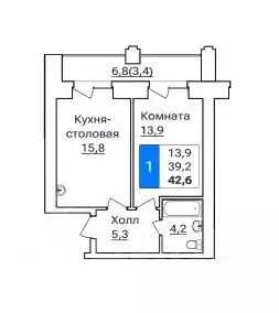 1-к кв. Амурская область, Благовещенск ул. Горького, 205 (42.6 м) - Фото 0