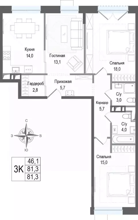 3-к кв. Московская область, Королев Первомайский мкр, Киноквартал ... - Фото 1