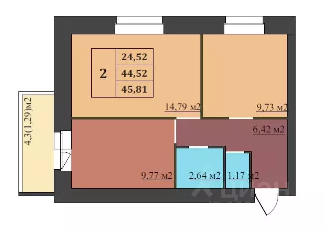 2-к кв. Ярославская область, Ярославль Северный жилрайон, 15-й мкр,  ... - Фото 1