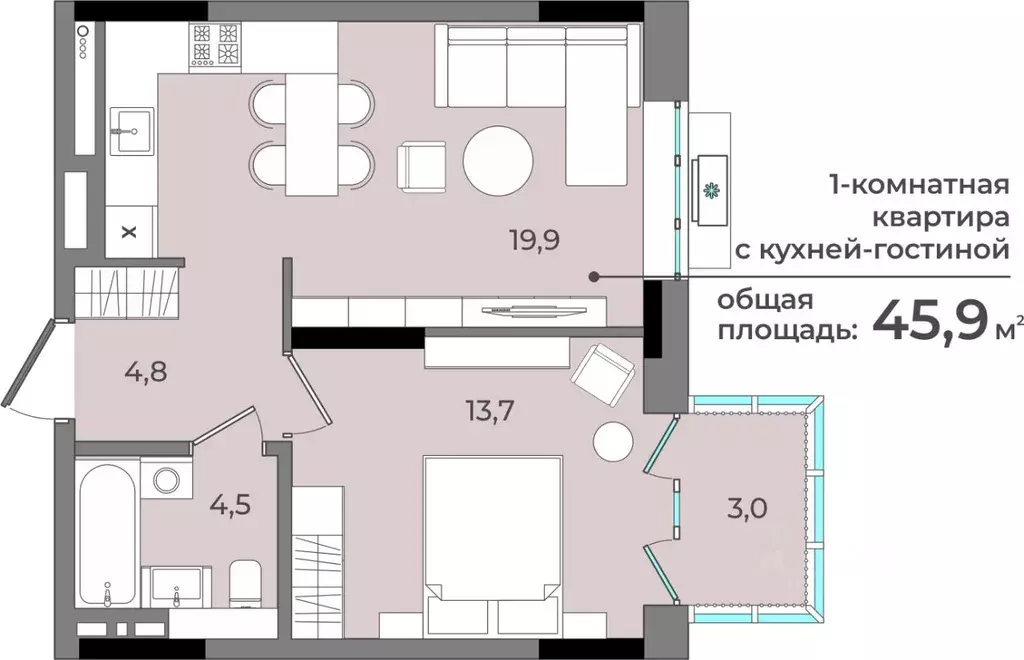 1-к кв. Удмуртия, Ижевск ул. Имени В.С. Тарасова, 6 (45.9 м) - Фото 0