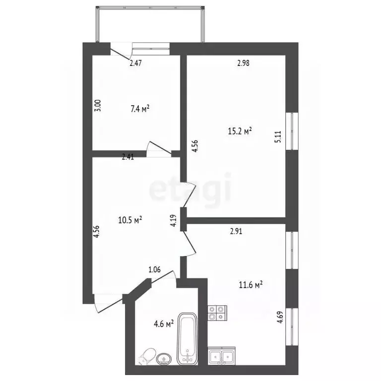 2-к кв. Саратовская область, Балашов ул. Гагарина, 152 (49.7 м) - Фото 1