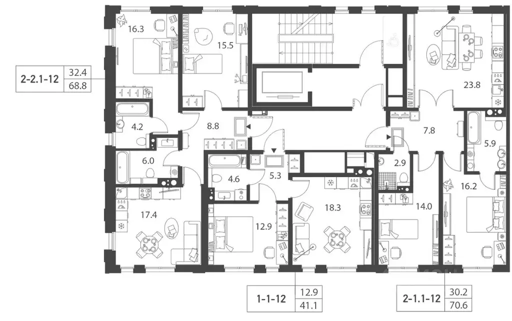 2-к кв. Санкт-Петербург Лисичанская ул., 15 (70.6 м) - Фото 1