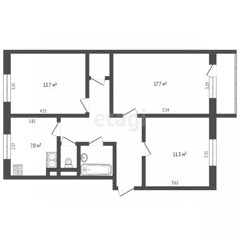 3-к кв. Ямало-Ненецкий АО, Муравленко ул. Ленина, 125 (67.0 м) - Фото 2