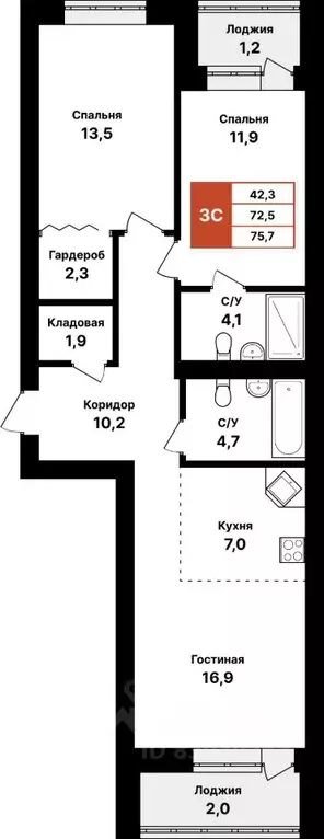 3-к кв. Башкортостан, Уфа Цветы Башкирии жилрайон, Цветы Башкирии ... - Фото 1