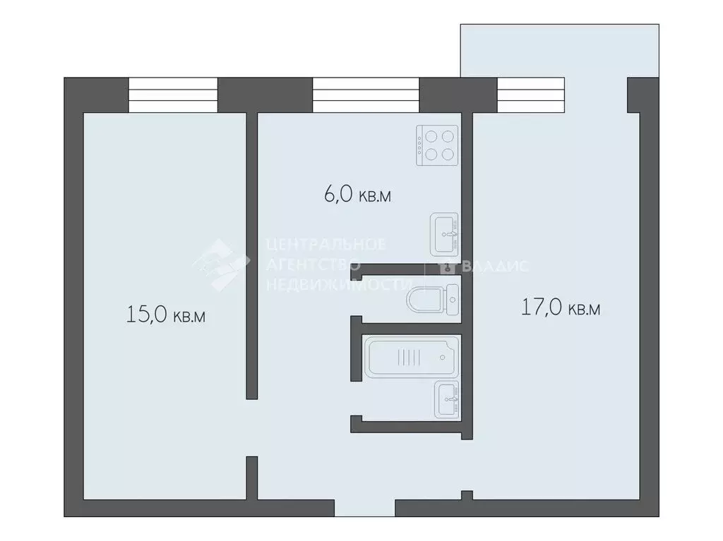 2-комнатная квартира: Рязань, Касимовское шоссе, 29к2 (45 м) - Фото 1