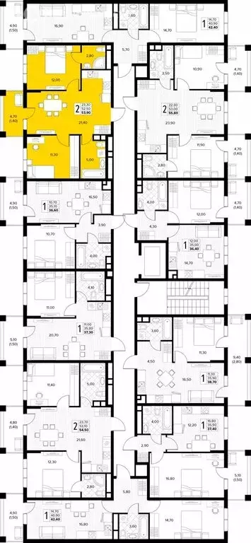 2-комнатная квартира: Сукко, жилой комплекс Кипарис (53.9 м) - Фото 1