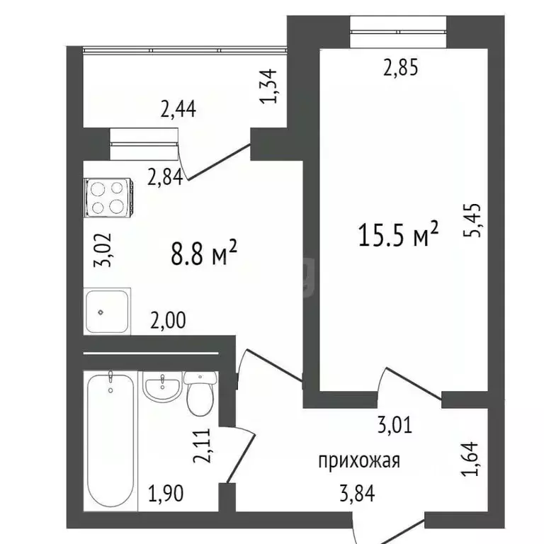 1-к кв. Воронежская область, Новоусманский район, пос. Отрадное ул. 50 ... - Фото 1