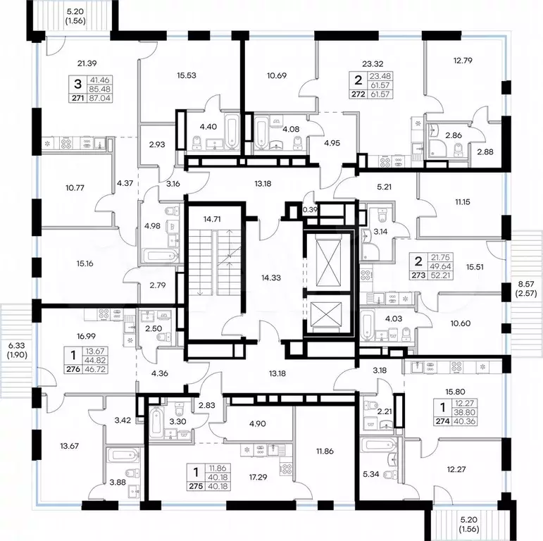 2-к. квартира, 61,6 м, 5/8 эт. - Фото 1