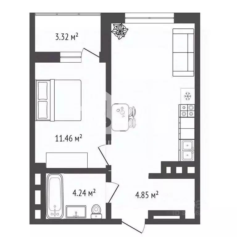 1-к кв. Новосибирская область, Новосибирск ул. Ясный Берег, 27 (37.5 ... - Фото 2
