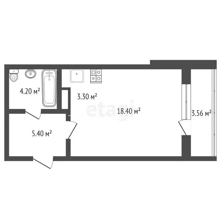 Квартира-студия: Новосибирск, улица Аэропорт, 1/6 (33.08 м) - Фото 1