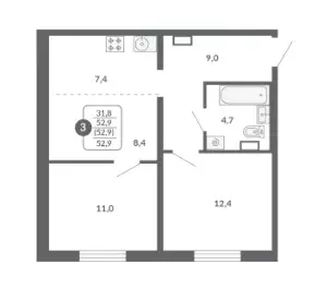 Продаётся 3-к квартира, 53 м - Фото 0