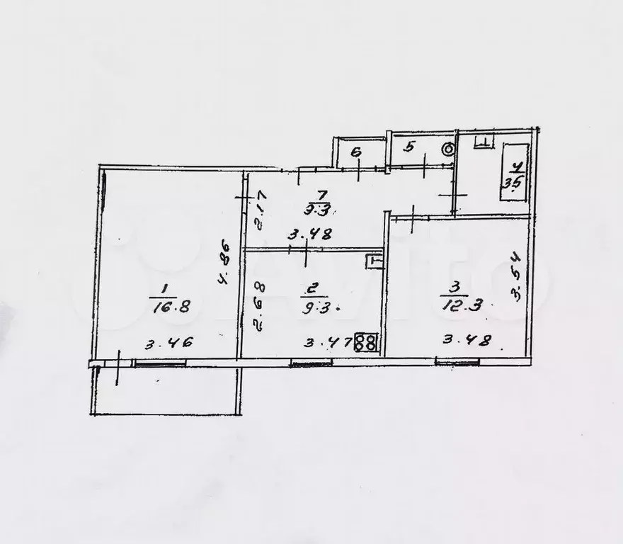 2-к. квартира, 53,2 м, 2/2 эт. - Фото 0
