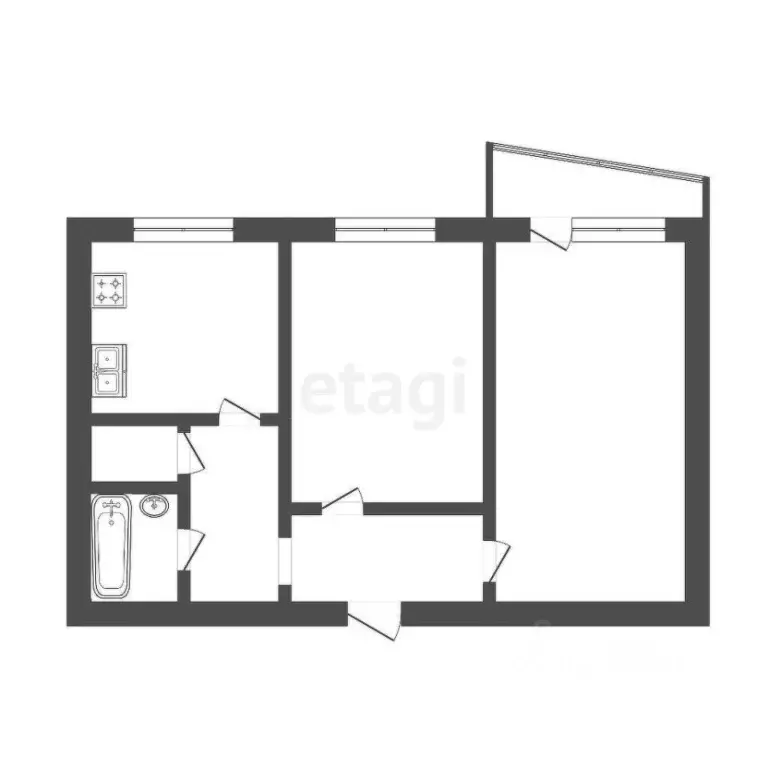 2-к кв. Тюменская область, Тюмень Интернациональная ул., 35 (51.0 м) - Фото 2