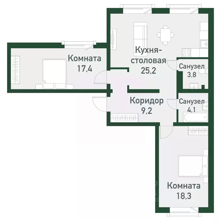 2-к кв. Челябинская область, Челябинский городской округ, пос. ... - Фото 0