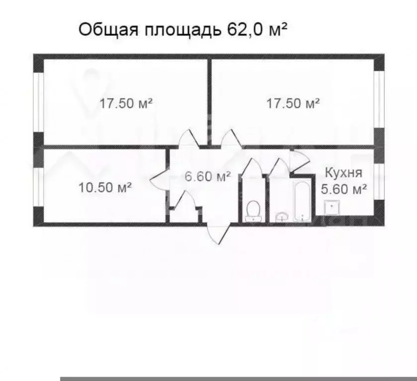 3-к кв. Белгородская область, Старый Оскол Парковый мкр, 14 (62.0 м) - Фото 1