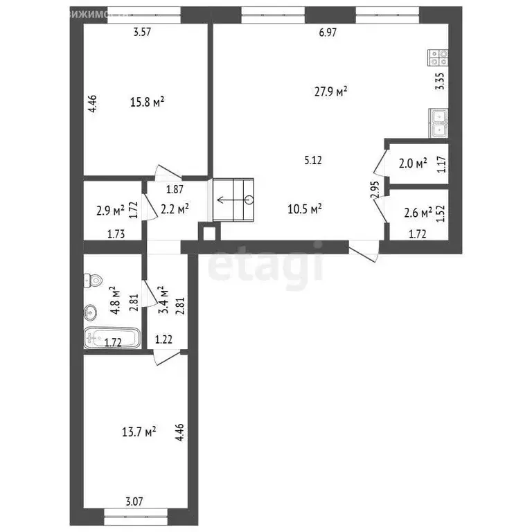 2-комнатная квартира: Тюмень, улица Республики, 204к11 (86.9 м) - Фото 1