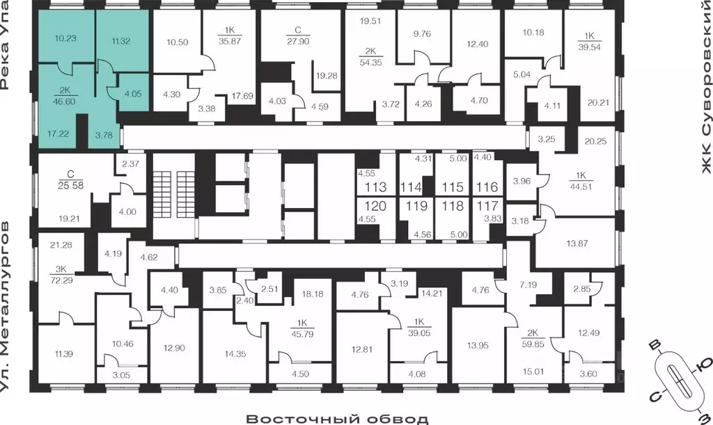 2-к кв. Тульская область, Тула ул. Академика Насоновой, 18А (46.6 м) - Фото 2