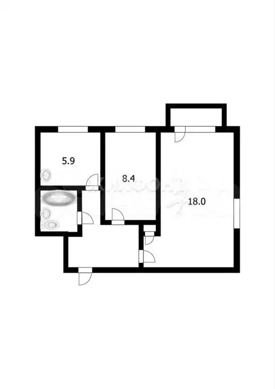 2-к. квартира, 42,4 м, 5/5 эт. - Фото 0