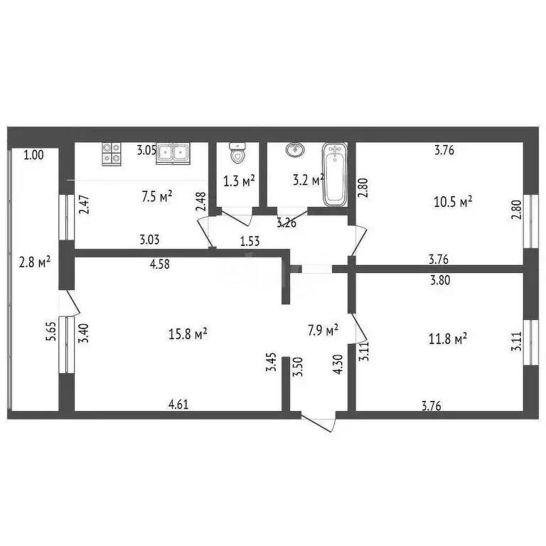 3-комнатная квартира: Стерлитамак, улица Щербакова, 10 (58.5 м) - Фото 1
