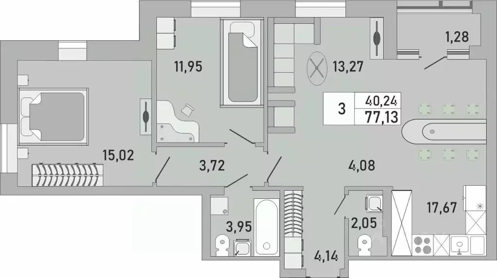 3-к кв. Башкортостан, Уфа Бакалинская ул., 9/1 (77.13 м) - Фото 0