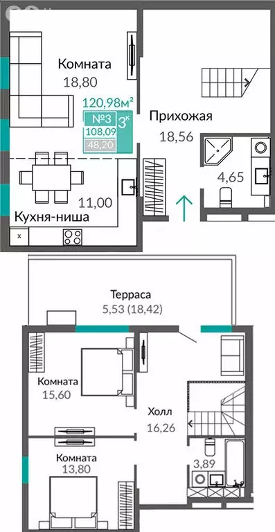 3-комнатная квартира: Симферополь, проспект Александра Суворова, 1 ... - Фото 0