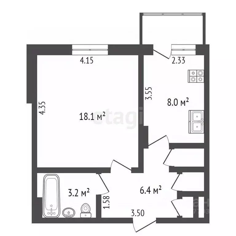 1-к кв. Ямало-Ненецкий АО, Новый Уренгой Восточный мкр, 3/5 (37.5 м) - Фото 2