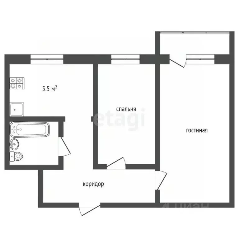 2-к кв. Тамбовская область, Тамбов Никифоровская ул., 94 (41.9 м) - Фото 1