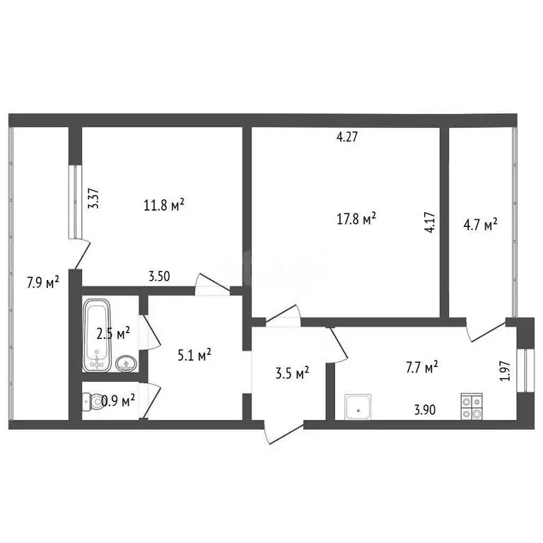 2-комнатная квартира: Севастополь, улица Маршала Геловани, 13 (61.6 м) - Фото 1