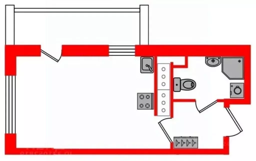 Студия Санкт-Петербург ул. Верхне-Каменская, 11к1 (25.5 м) - Фото 2