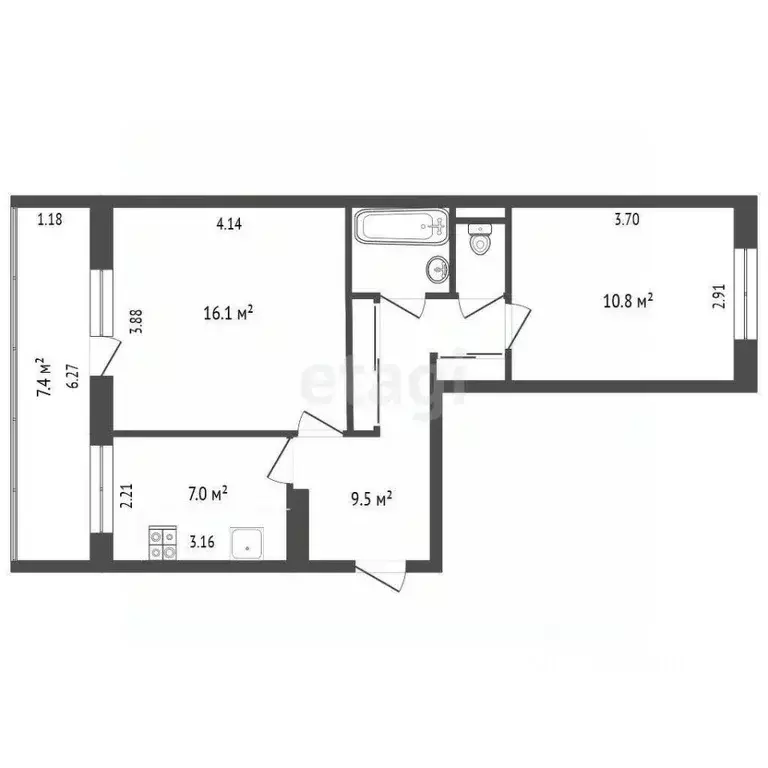 2-к кв. Вологодская область, Череповец просп. Победы, 194 (48.4 м) - Фото 2