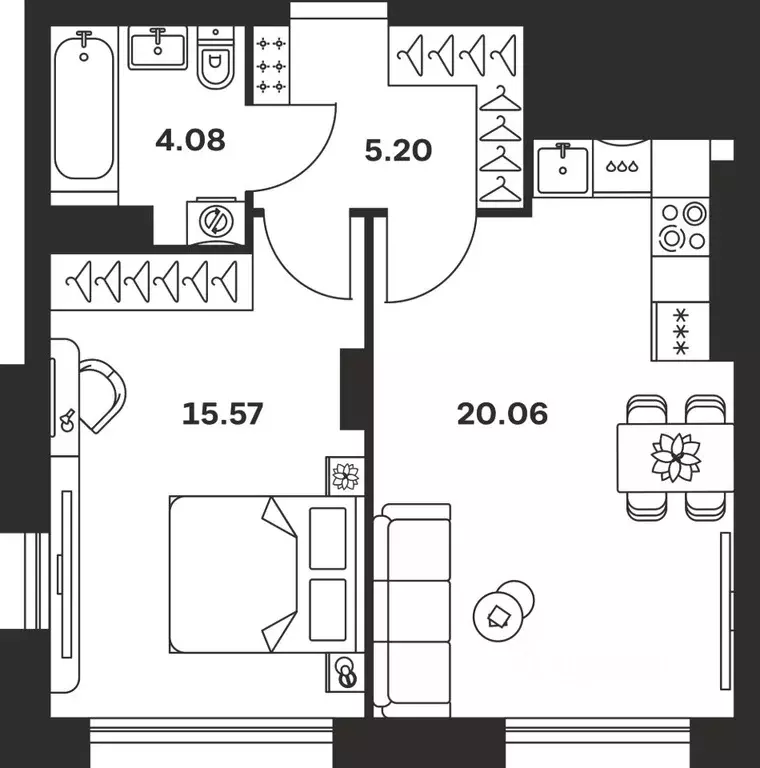 1-к кв. Тульская область, Тула Баташи Парк жилой комплекс (44.91 м) - Фото 0