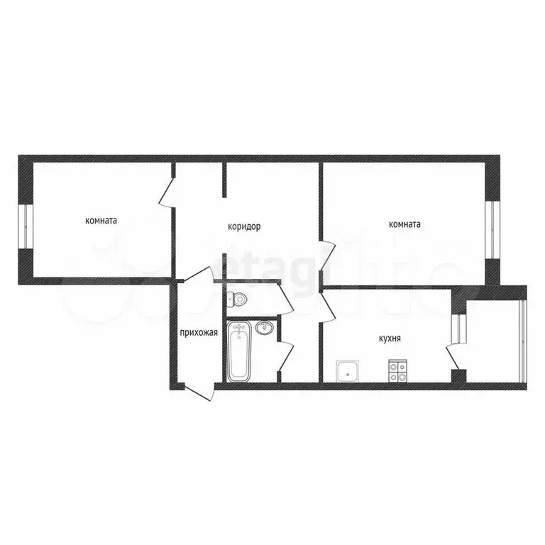 2-к. квартира, 60,7 м, 4/5 эт. - Фото 0