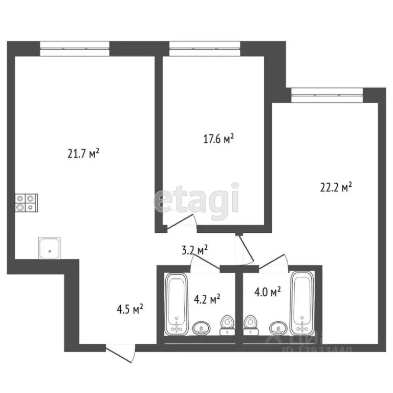 2-к кв. Тюменская область, Тюмень Первомайская ул., 8 (81.2 м) - Фото 2