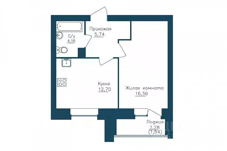 1-к кв. Вологодская область, Череповец Рыбинская ул., 29 (42.44 м) - Фото 1