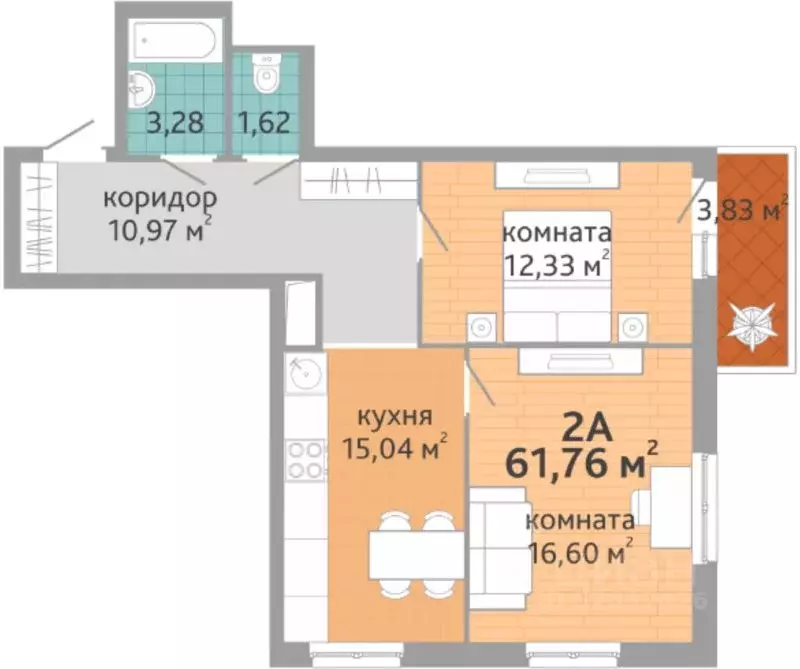 2-к кв. Свердловская область, Екатеринбург ул. Краснолесья, 108/3 ... - Фото 0