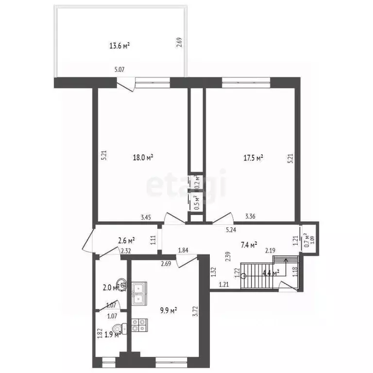 2-к кв. Калининградская область, Калининград Молодежная ул., 4 (66.0 ... - Фото 2